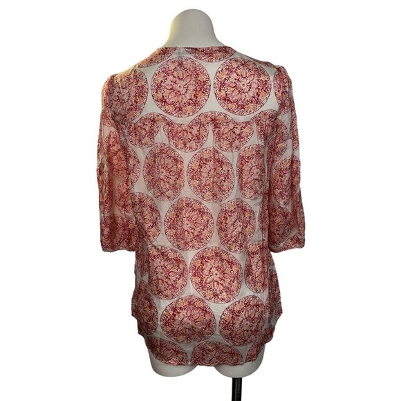 Calypso St. Barth For Target Silk & Eyelet Lace Tunic 3/4 Sleeve Small Resort - Picture 8 of 10